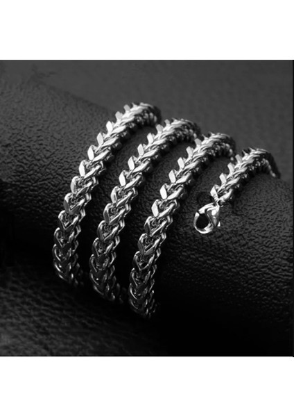 Erkek Çelik Kolye Kare Model 5mm Kalın Model Paslanmaz Çelik Kolye