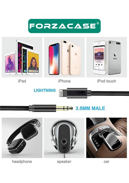 iPhone iPad Lightning To 3.5 mm Aux Çevirici Ses Aktarım Kablosu 1m - FC070