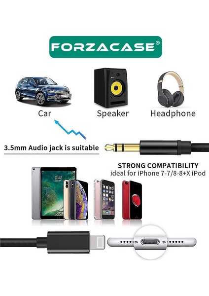 iPhone iPad Lightning To 3.5 mm Aux Çevirici Ses Aktarım Kablosu 1m - FC070