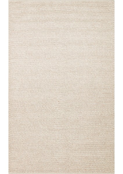 Jade Basketweave Beıge Natural Kazak Örgü Desenli El Dokuma Örgü Halı