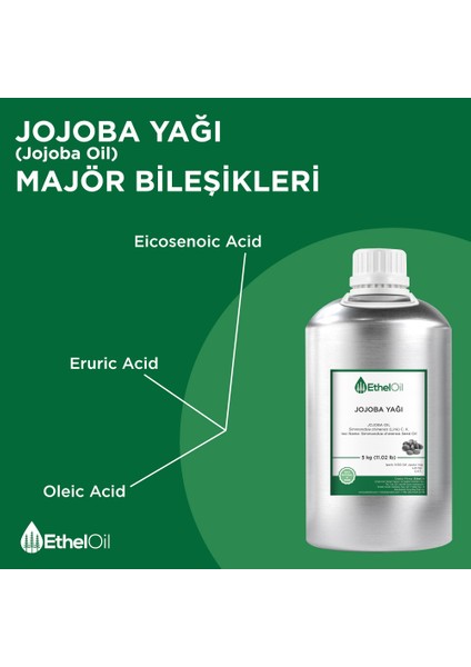 Jojoba Sabit Yağı - Etheloil - 5 kg - %100 Saf ve Sabit Yağ – Üretici Firma, Yüksek Kalite, Toptan Satış -  Jojoba Oil -  Simmondsia Chinensis (Link) Ck