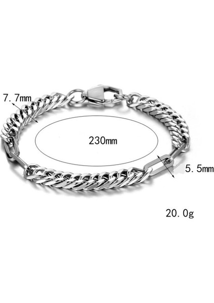 Erkek Titanyum Çelik Bileklik - Gümüş (Yurt Dışından)