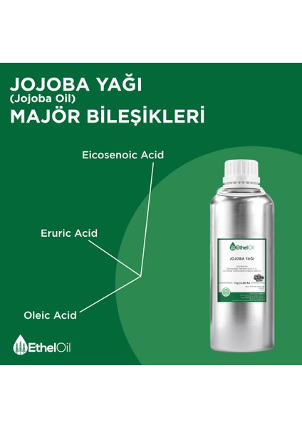 Jojoba Sabit Yağı - Etheloil - 1 kg - %100 Saf ve Sabit Yağ – Üretici Firma, Yüksek Kalite, Toptan Satış -  Jojoba Oil -  Simmondsia Chinensis (Link) Ck