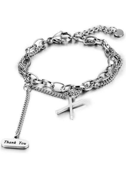 Erkek Titanyum Çelik Bileklik - Gümüş (Yurt Dışından)