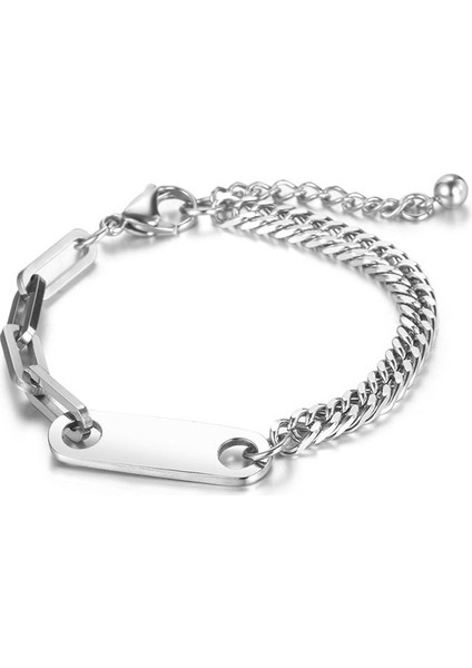 Erkek Titanyum Çelik Bileklik - Gümüş (Yurt Dışından)