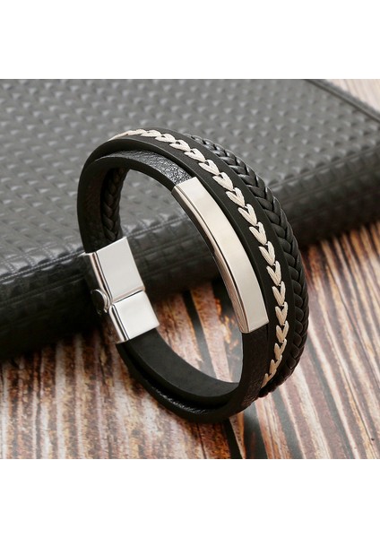 Erkek Tasarım Bileklik - Siyah (Yurt Dışından) fiyatları