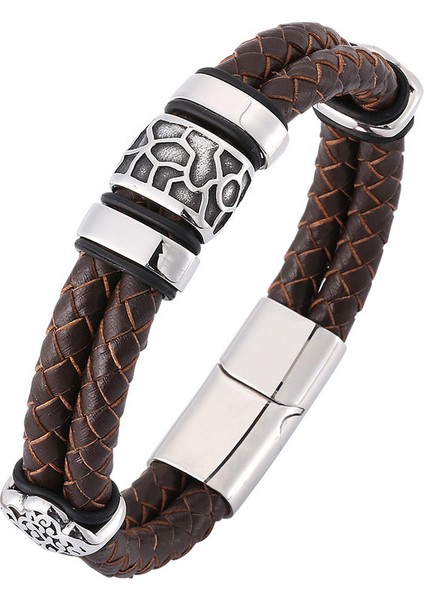 Paslanmaz Çelik Erkek Bileklik - Kahverengi (Yurt Dışından)