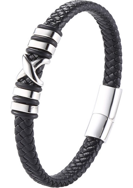 Paslanmaz Çelik Erkek Örgü Bileklik - Siyah (Yurt Dışından)