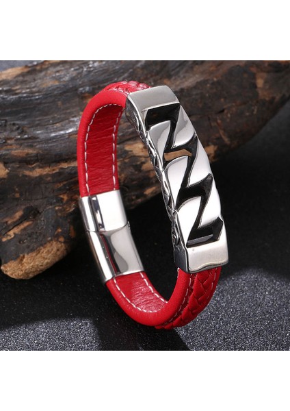 Erkek Toka Detaylı Bileklik - Kırmızı (Yurt Dışından)