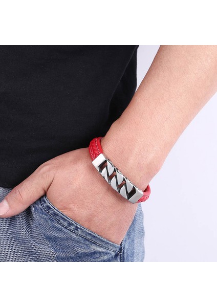 Erkek Toka Detaylı Bileklik - Kırmızı (Yurt Dışından) fiyatları