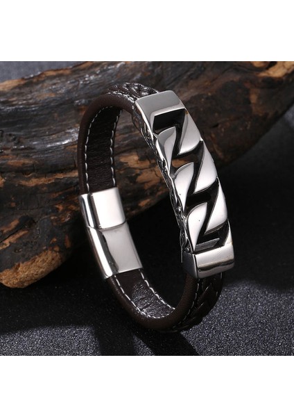 Erkek Toka Detaylı Bileklik - Kahverengi (Yurt Dışından)