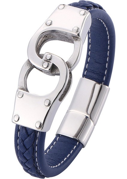 Retro Örgülü Erkek Bileklik - Mavi (Yurt Dışından)