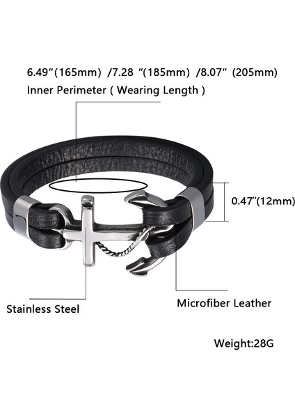 Çapa Retro Örgülü Erkek Bileklik - Siyah (Yurt Dışından) indirimleri