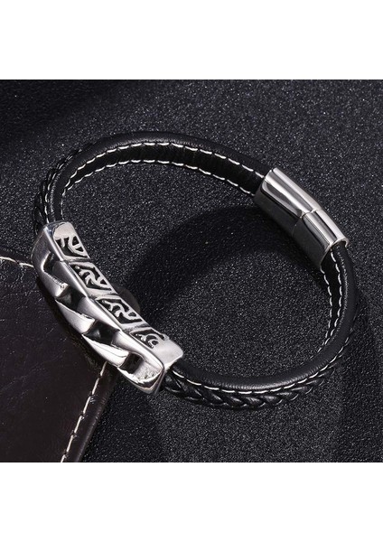 Paslanmaz Çelik Erkek Örgülü Bileklik - Siyah (Yurt Dışından) fiyatları
