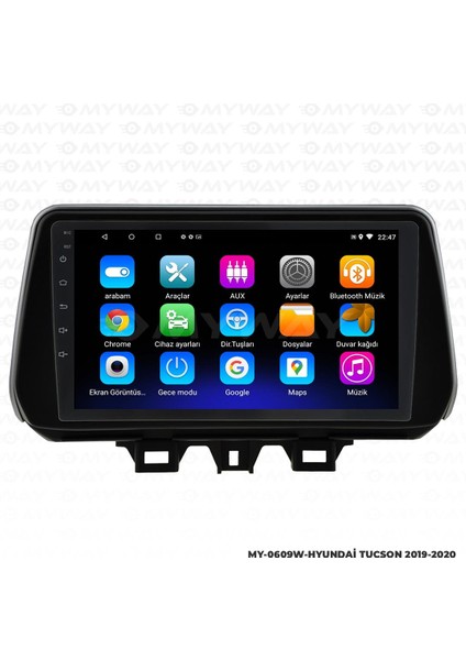 Hyundai Tucson Android 12 Multimedya Carplay 2gb RAM+32GB HDD 2019-2020 Navigasyon Ekran