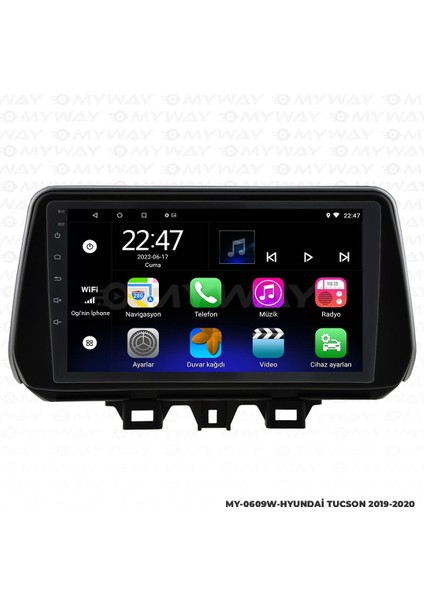 Hyundai Tucson Android 12 Multimedya Carplay 2gb RAM+32GB HDD 2019-2020 Navigasyon Ekran