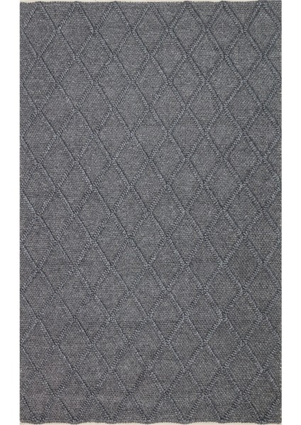 Jade Dıamond Antrasıt Natural Kazak Örgü Desenli El Dokuma Örgü Halı