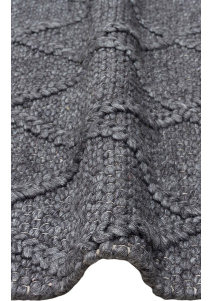 Jade Dıamond Antrasıt Natural Kazak Örgü Desenli El Dokuma Örgü Halı modelleri