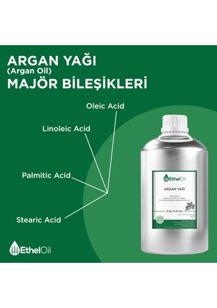 Argan Sabit Yağı - Etheloil - 5 kg - %100 Saf ve Sabit Yağ – Üretici Firma, Yüksek Kalite, Toptan Satış - Argan Oil - Argania Spinosa (L.) Skeels