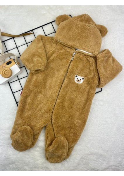 Wellsoft Peluş Unisex Fermuarlı Patikli Kışlık Bebek Uyku Tulumu Çocuk Tulumu Çocuk Kostümü