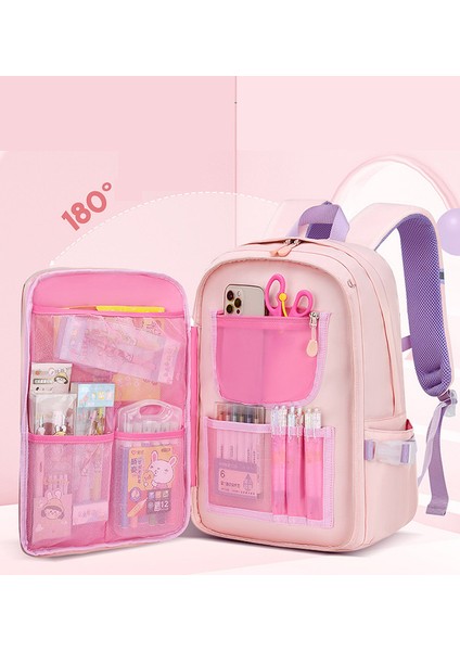 Büyük Kapasiteli Öğrenci Sırt Çantası - Pembe (Yurt Dışından)