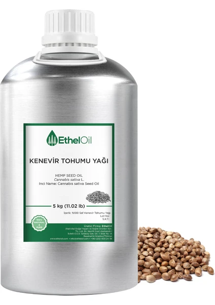 Kenevir Tohumu Sabit Yağı - Etheloil - 5 kg - %100 Saf ve Sabit Yağ – Üretici Firma, Yüksek Kalite, Toptan Satış - Hemp Seed Oil -  Cannabis Sativa L.