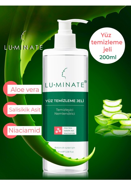 Yüz Temizleme Jeli Aloe Vera Salisilik Asit Nemlendirici Sebumun Dengesi Akne Karşıtı 200ML