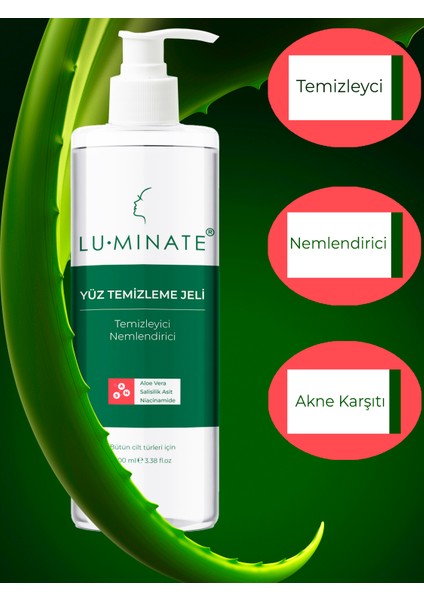 Yüz Temizleme Jeli Aloe Vera Salisilik Asit Nemlendirici Sebumun Dengesi Akne Karşıtı 200ML