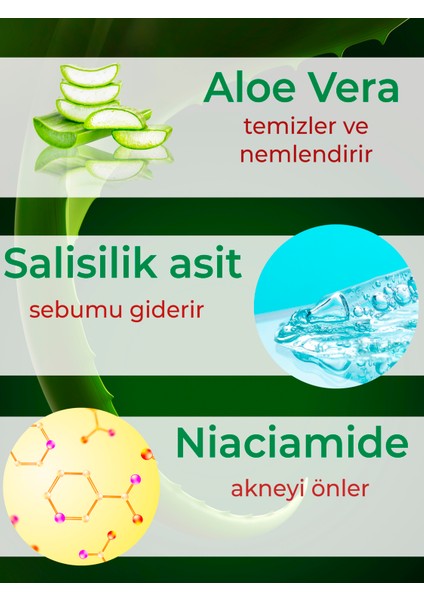 Yüz Temizleme Jeli Aloe Vera Salisilik Asit Nemlendirici Sebumun Dengesi Akne Karşıtı 200ML