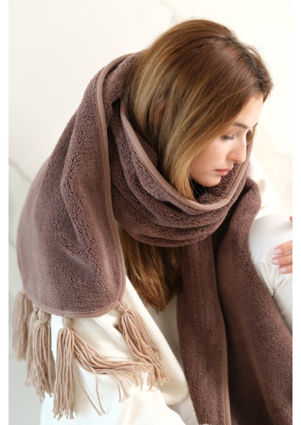 CAKKA Wellsoft Peluş Püsküllü Atkı/scarf