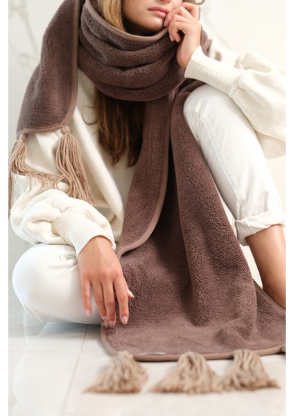CAKKA Wellsoft Peluş Püsküllü Atkı/scarf