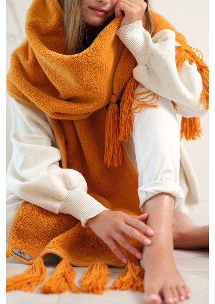 CAKKA Wellsoft Peluş Püsküllü Atkı/scarf