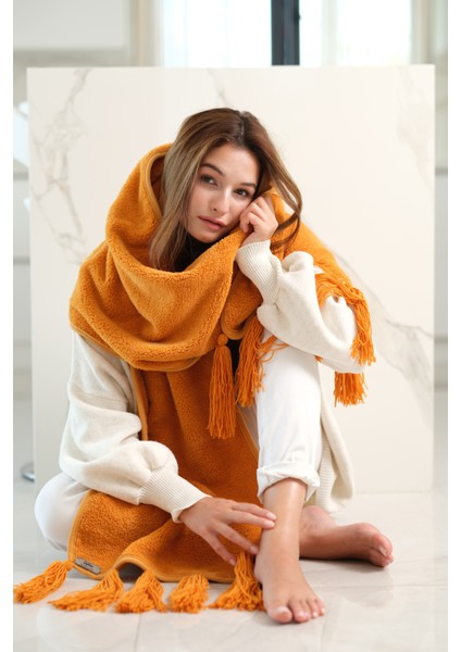 CAKKA Wellsoft Peluş Püsküllü Atkı/scarf
