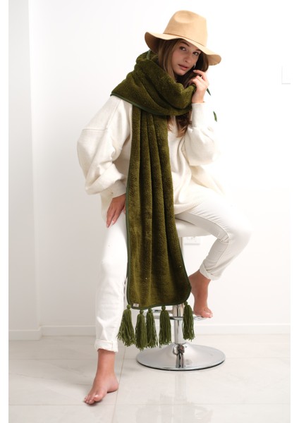 CAKKA Wellsoft Peluş Püsküllü Atkı/scarf