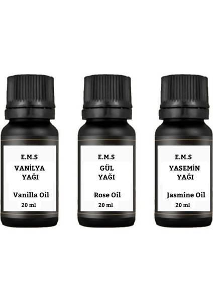Vanilya Yağı & Gül Yağı & Yasemin Yağı 3'lü Set (3x 20 Ml)