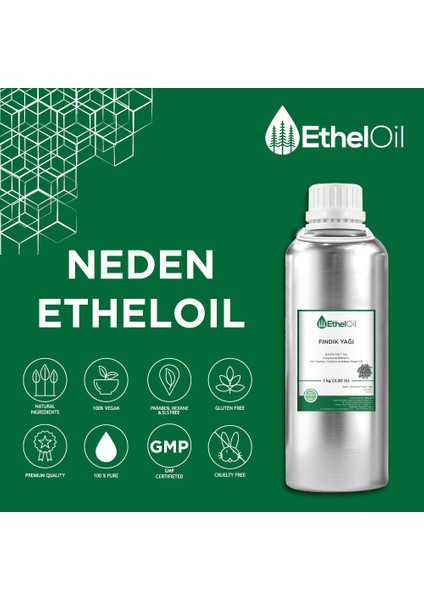 Fındık Sabit Yağı - Etheloil - 1 kg - %100 Saf ve Sabit Yağ – Üretici Firma, Yüksek Kalite, Toptan Satış - Hazelnut Oil - Corylus Avellana L.