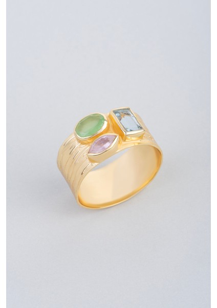 Akropolis Mirası 18 Ayar Gümüş Kalsedon Taşlı Yüzük