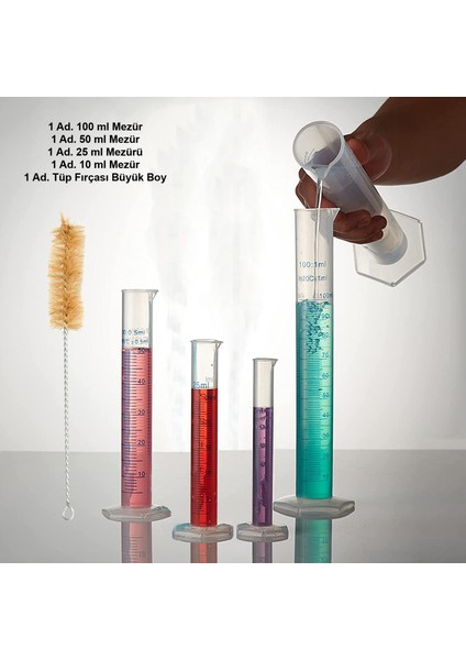Mezür Set Ölçü Kabı Plastik Şeffaf Mezür + Tüp Fırçası