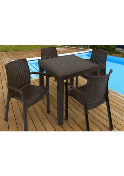 Netaks Efes 4'lü Set (4 Sandalye+1 Masa) Camsız Ekonomik Ürün Bahçe, Balkon