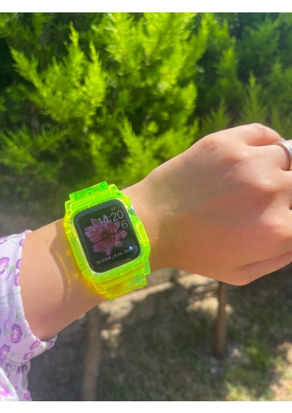 Apple Watch Uyumlu Sarı Şeffaf Kordon 42-44-45 mm modelleri