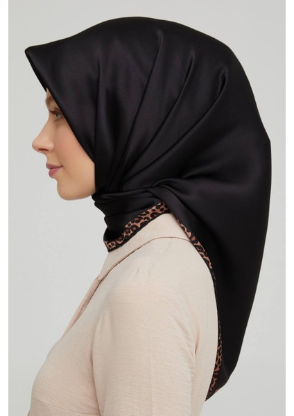 Twill Ipek Eşarp Siyah Leopar