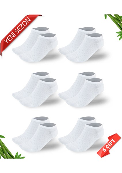 Simli Nokta Desenli Kadın Bambu Patik Çorap 6lı Set