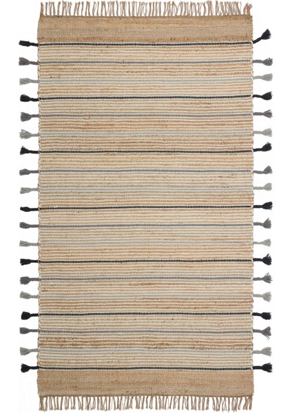 Ech 05 Natural Grey El Dokuma Doğal Hasır Jüt Halı Kilim