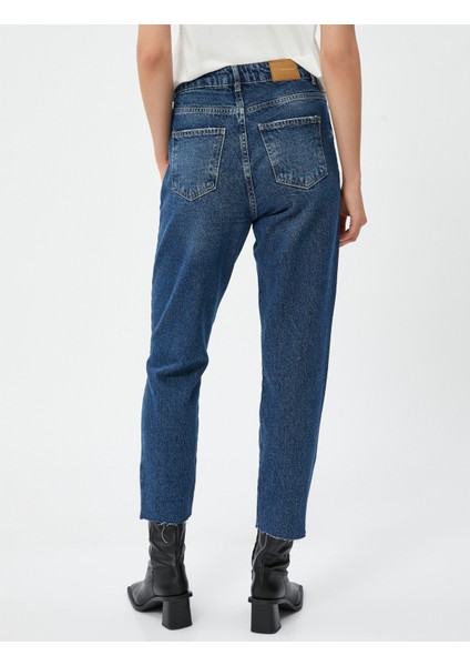 Normal Bel Kot Pantolon Hafif Dar Paça - Mom Jean