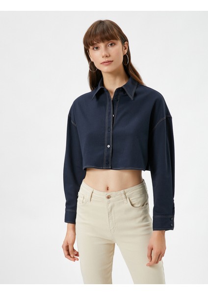 Crop Gömlek Uzun Kollu Düşük Omuzlu Bol Kalıp modelleri