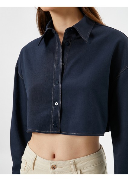 Crop Gömlek Uzun Kollu Düşük Omuzlu Bol Kalıp indirimleri