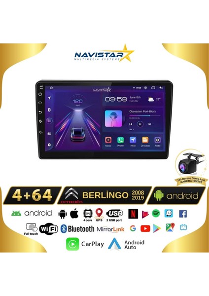 Citroen Berlingo 2008-2019 Model 4gb + 64GB Android 13 Kablosuz