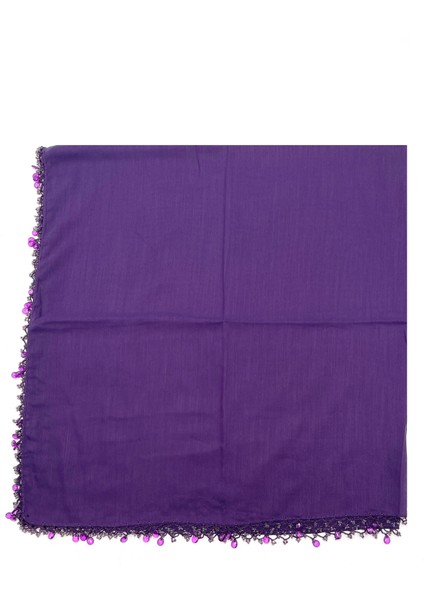 Naz Ipek Pamuklu Damla Inci Boncuklu Eşarp Yüksek Kalite Yazma 100X100CM