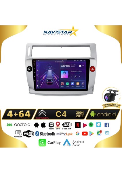 Citroen C4 2004-2011 Model 4gb + 64GB Android 13 Kablosuz Carpl