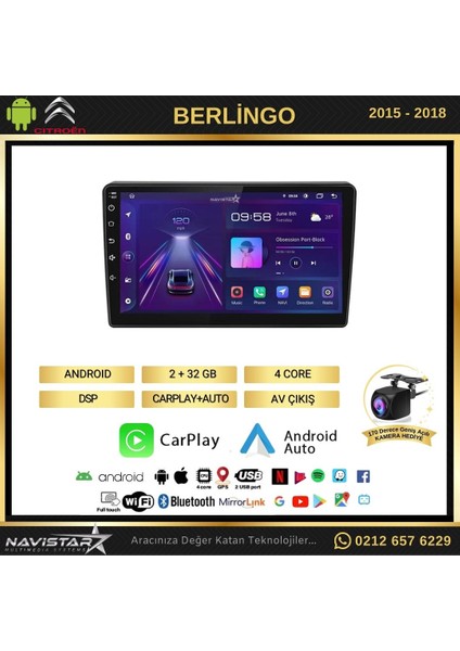 Citroen Berlingo 2015 - 2018 Model 2gb + 32GB Android 13 Kablosu fiyatları